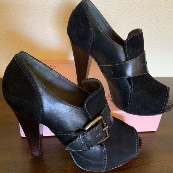 Kurt Geiger Leather & Suede Peep Toe Heels Size 8.5 - Picture 7 of 13
